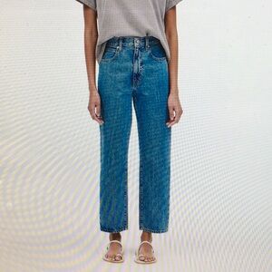 SLVRLAKE High-Rise Cropped Straight-Leg Jeans in Classic Blue
